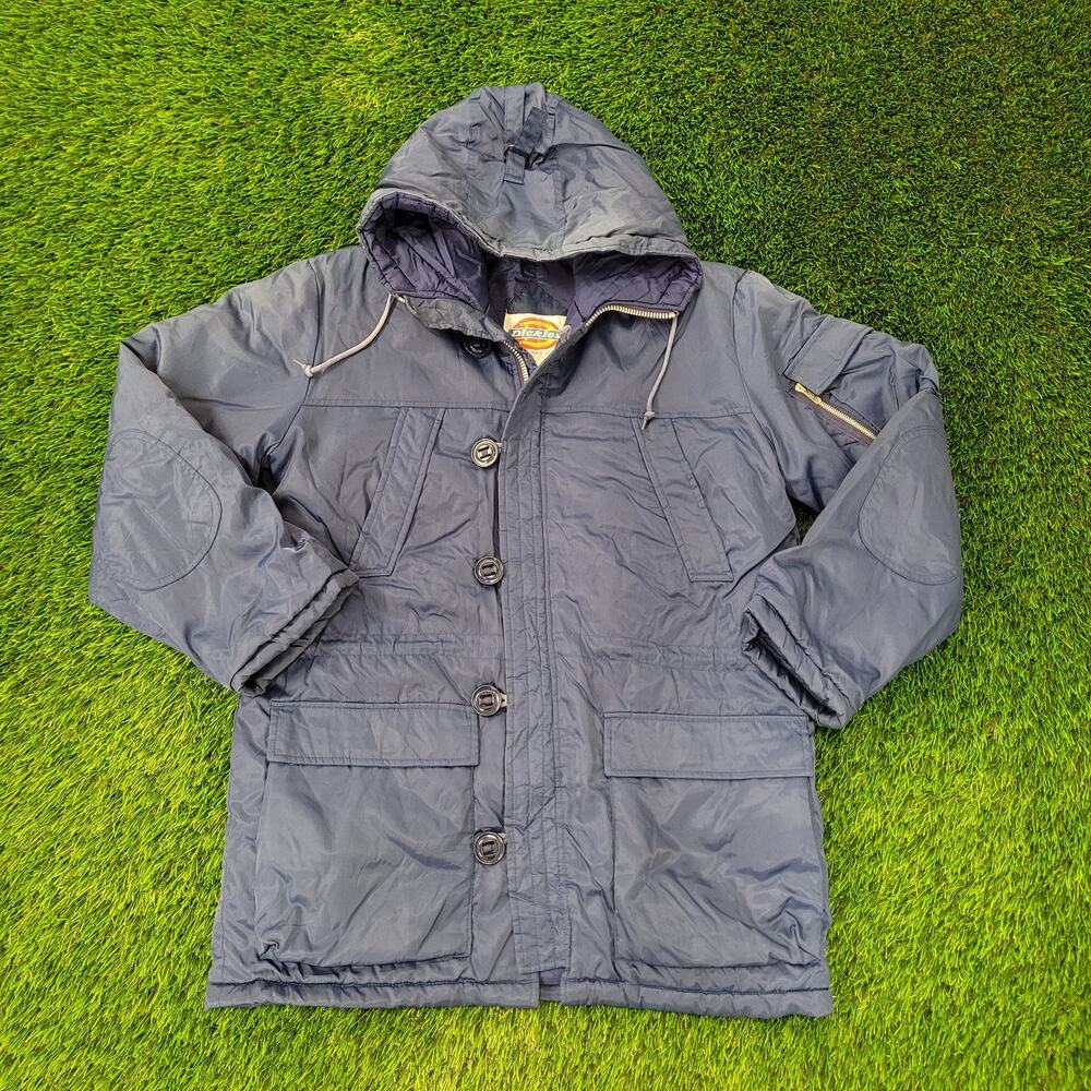 VTG 90s Dickies Parka Jacket M Baggy Lined Hooded Coat Nylon Twill